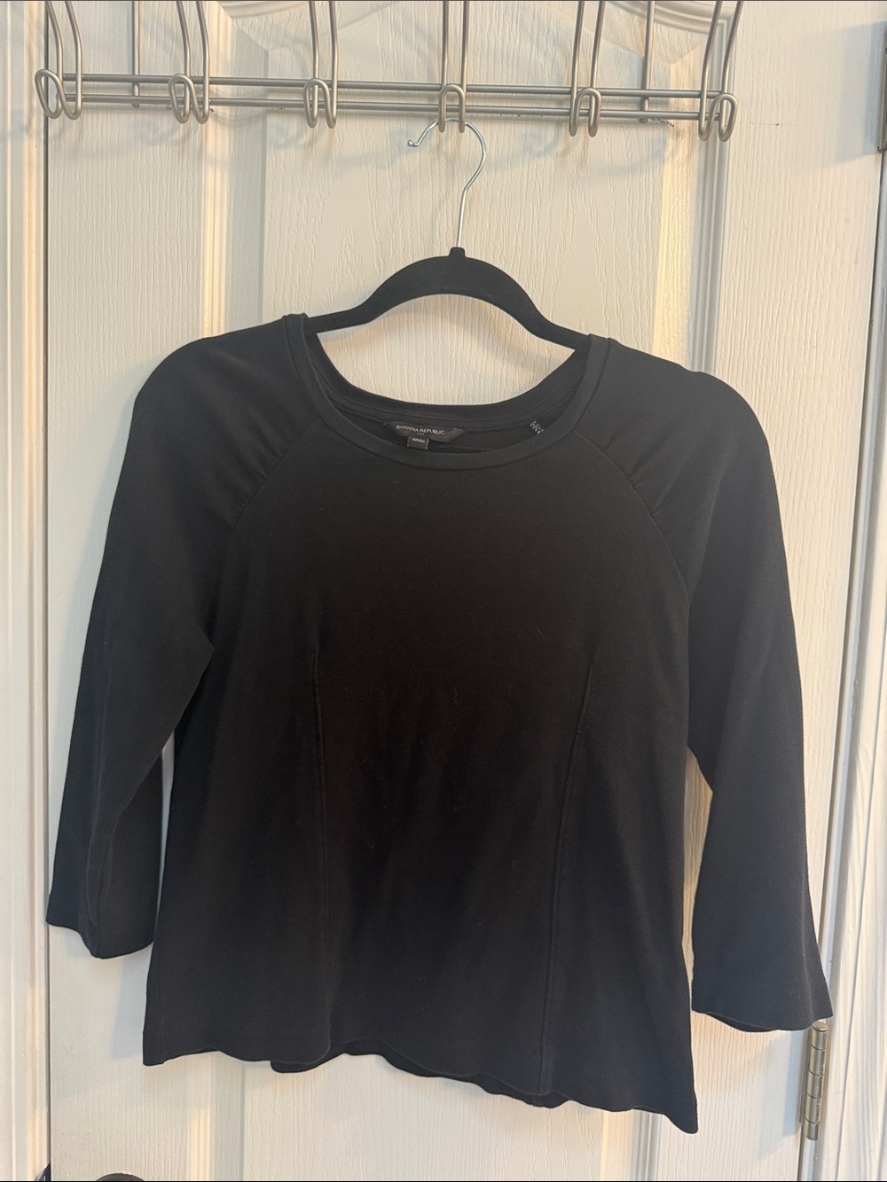 Banana Republic Black Long-Sleeve Crewneck Top